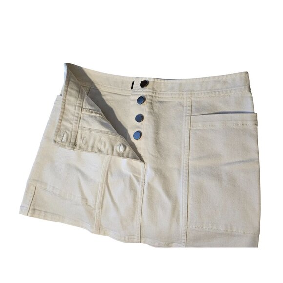 Theory Womens Off White Button Fly  Denim Mini Skirt Size 29 - Picture 4 of 6